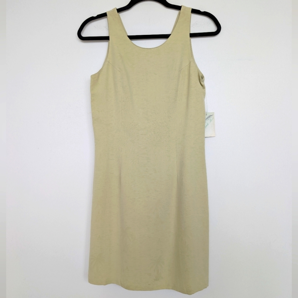 NWT Vintage Silk Palm Tree Jacquard Sleeveless Dress Sz XS Pineapple Moon